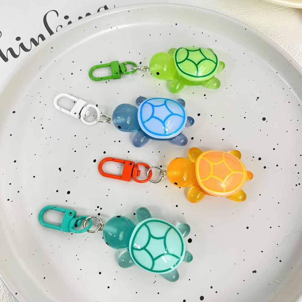 Cute Glow in The Dark Turtle Keychain for Women Girls Backpack Pendant Colorful Tortoise Keyring Student DIY Accessories Gift