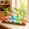 Modern Colorful Mushroom Glass Vase - Exquisite Art Ornament for Living Room, Small Hydroponic Container