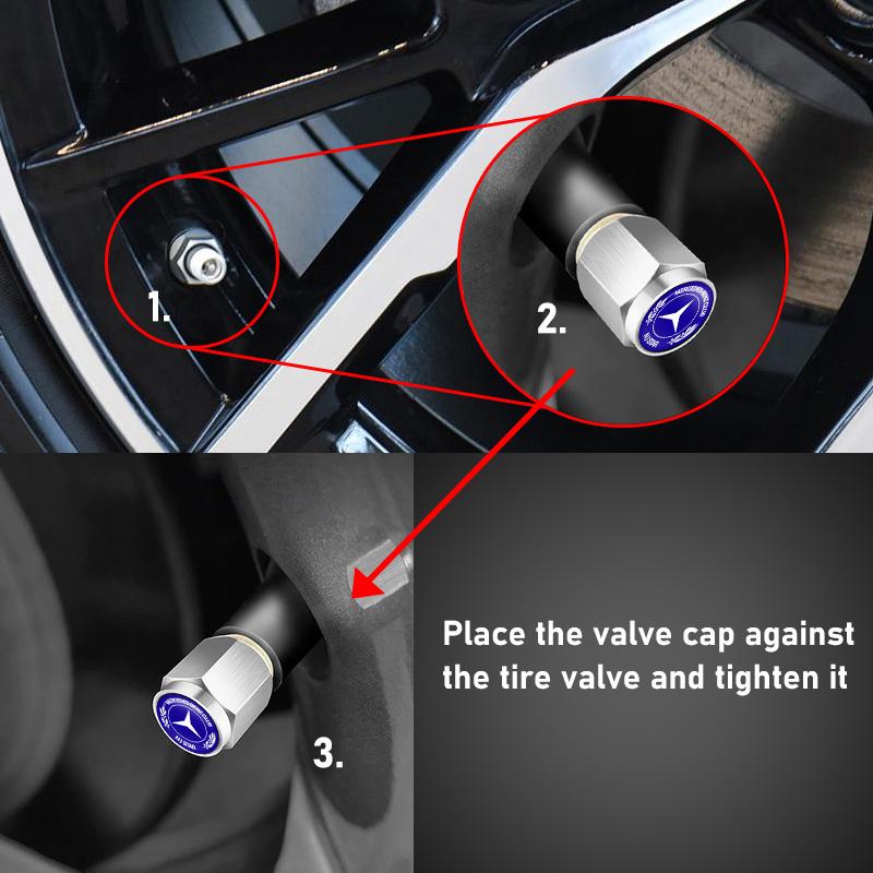 GLC GLB 5pcs Car Wheel Tire Valve Protection Cap Theftproof Tyre Stem For Mercedes Benz C180 C300 W124 W176 W177 C200 C260 GLC