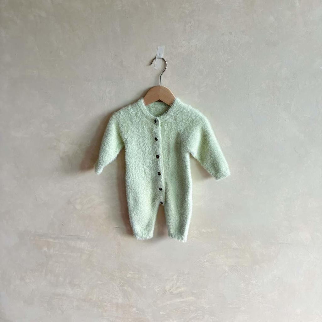 Infant Plush Knit Romper - Warm, Long Sleeve Sweater for Newborn Baby Boys & Girls