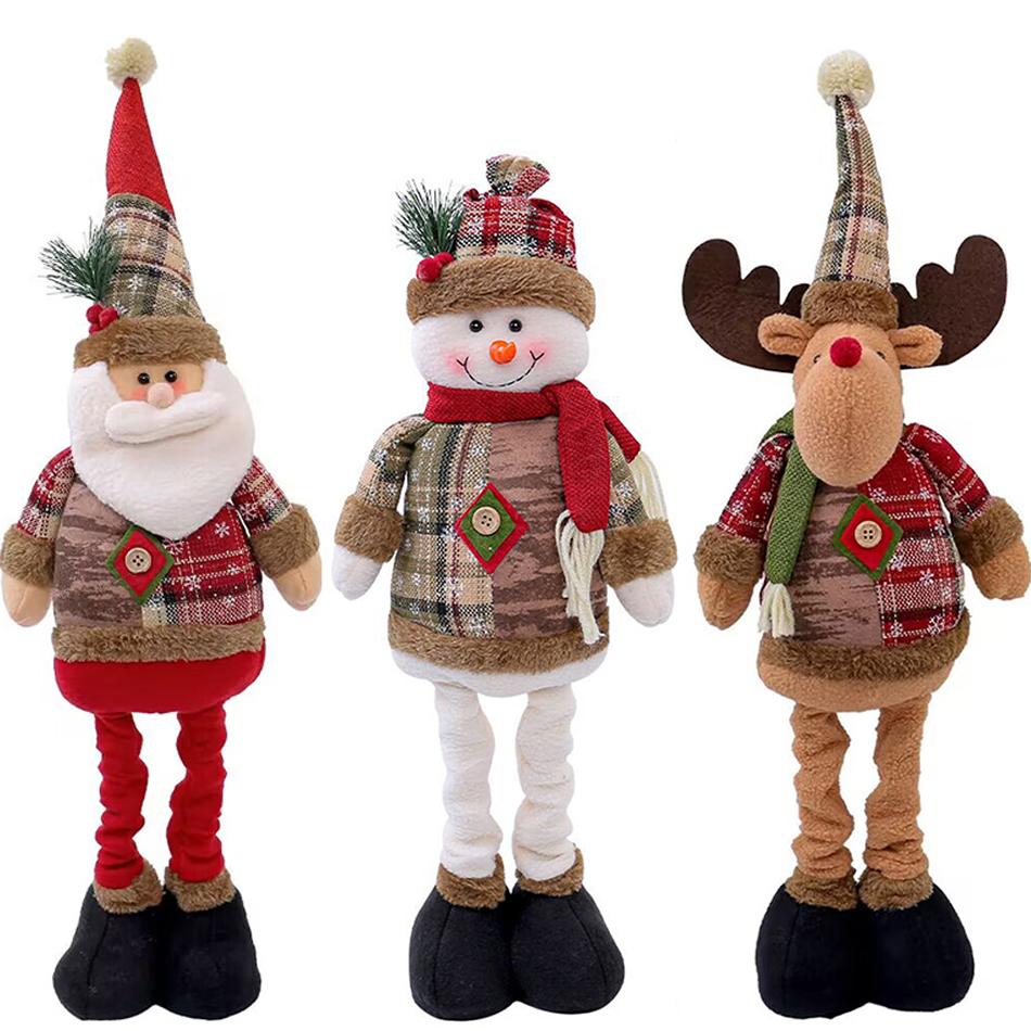 3PCS Christmas Decorative Christmas Dolls Reindeer Snowman Santa Claus Standing Doll New Year Ornament Christmas Merry Christmas