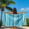 Blue Tribal Striped Patterns Quick Drying Bath Towel Microfiber beach towel light weight swimming camping yoga beach out