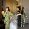 New Chinese Ice Silk Pajamas Women's Spring and Summer Thin National Style High-end Light Luxury Long-sleeved Short-sleeved Loungewear Set