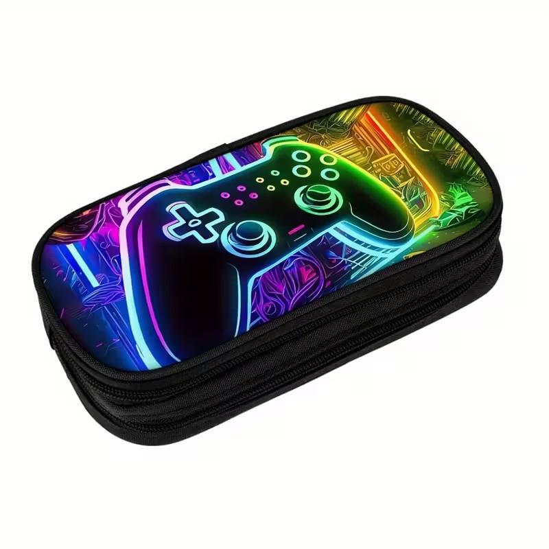 Digital Printing Diy Black Primary And Secondary School Student Stationery Pencil Case Double-Layer Stationery Case Storage Bag Pencil Case