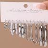 Metal Geometric Square Ear Cuff Set: Hepburn Style Six-Piece Trendy Earrings