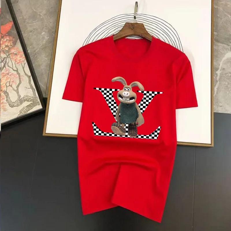 2024 Luxury Bunny Letter Brand High-Quality Printed Men's Oversize Sleeve T-shirt 100% Cotton Summer Top Tees Free Shipping