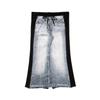 Spring-Summer Distressed Denim Patch Hoodie Long Skirt for Women