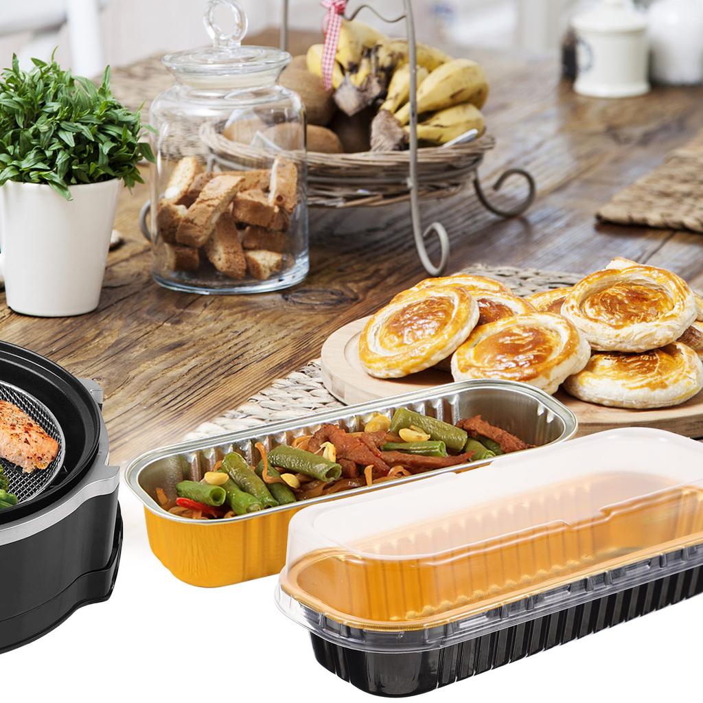 20 Pcs Box with Lid Aluminum Pans Lids Mini Office Wastebasket Foil Cake Baking Loaf Disposable