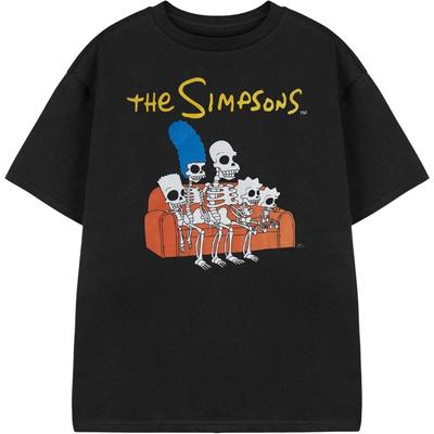 Vanilla Underground The Simpsons Boys Black Skeleton Couch Graphic Tee _ Short Sleeve Crew Neck T-Shirt