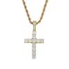 Unisex Hip Hop Copper Pendant with Inlaid Zirconia Cross Necklace