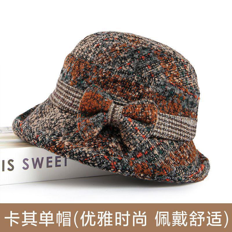 In the Elderly Hat Lady Autumn and Winter Old Lady Woolen Bucket Hat Mother Grandma Old Man Knitted Warm Cotton Hat
