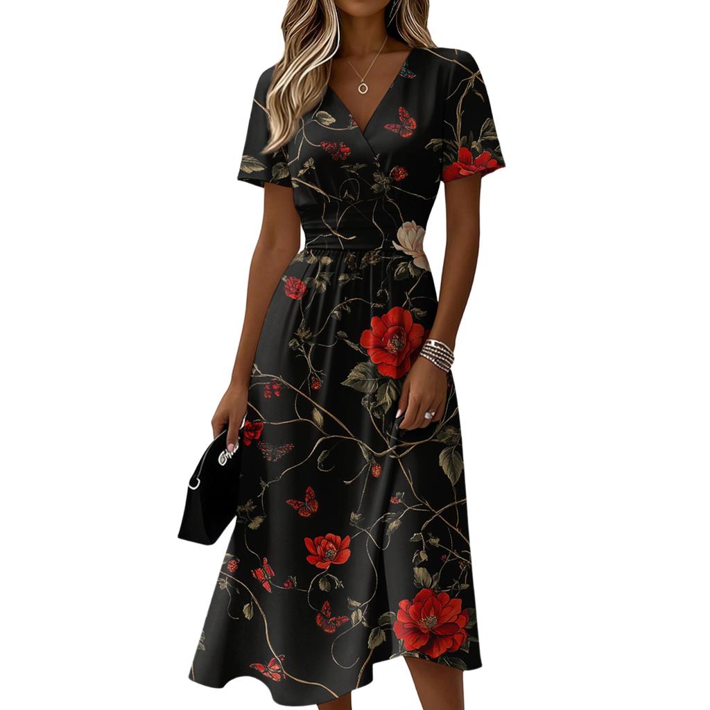 Short sleeve dress for women V neck floral dress for women maxi dresses for women spring dresses for women sundresses for women