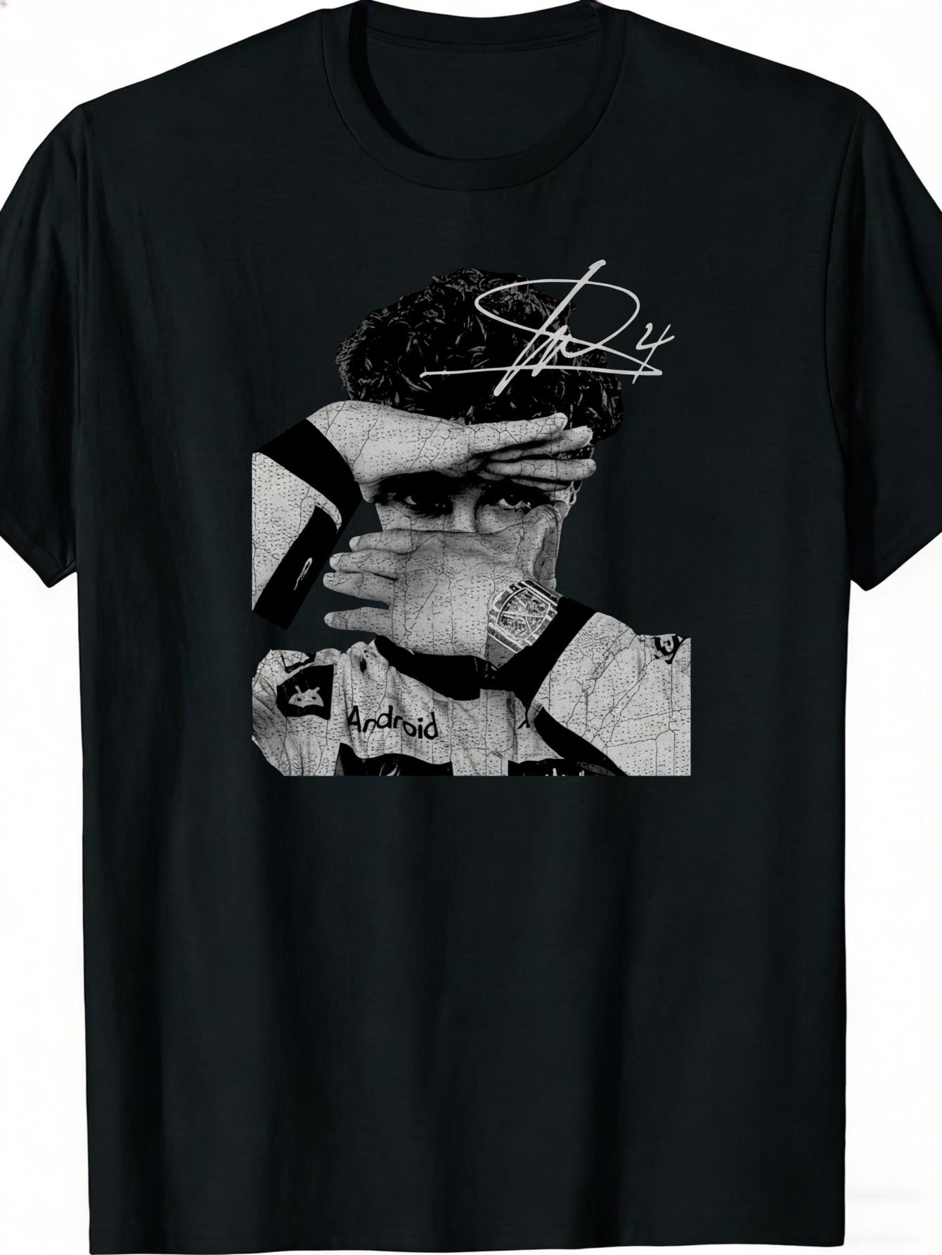 Black Android Graphic Print T-shirt| Casual Style L