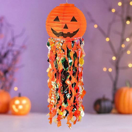 Pumpkin Paper Lanterns, Front Door Hanging Decor for Home Party Festival, Reusable Halloween Party Supplies Props