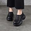 Johnature Thick Soled Height Increasing Genuine Leather Woven Sandals Hollow Breathable Women's Platform Shoes