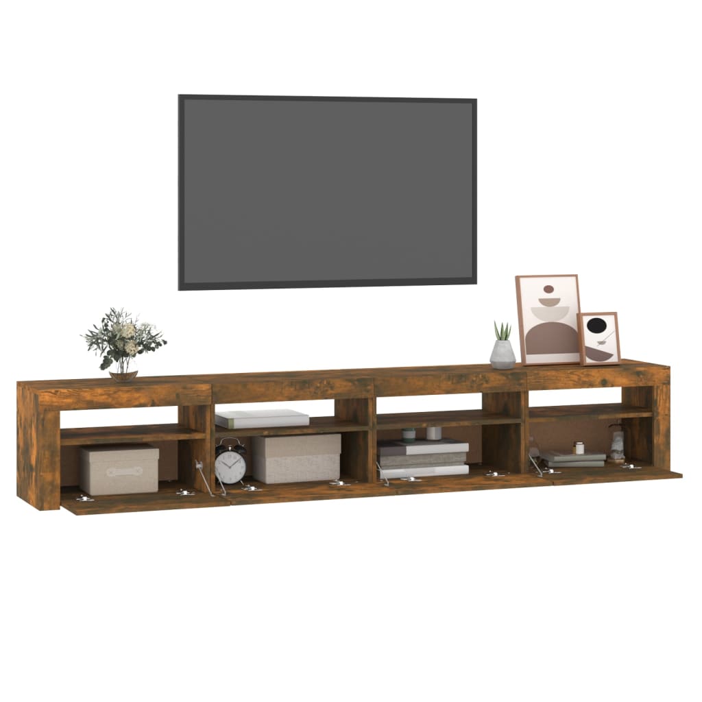 Vidaxl Szafka Pod Tv Z Oświetleniem Led, Przydymiony Dąb, 240X35X40 Cm