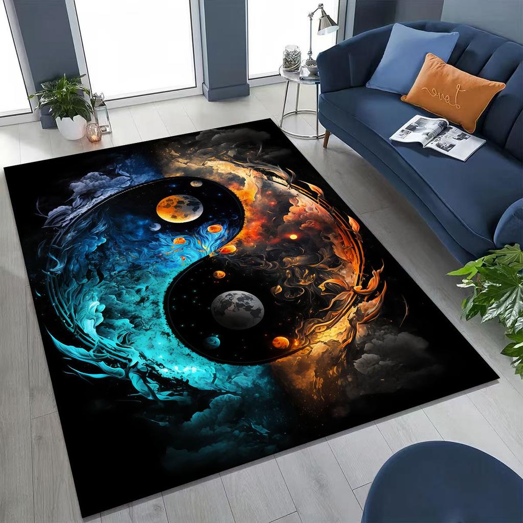Nature Balance Yin Yang Tai Chi Black White Energy Rug for Bedroom Living Room Sofa Home Doormat Decor,Kids Non-slip Floor Mat