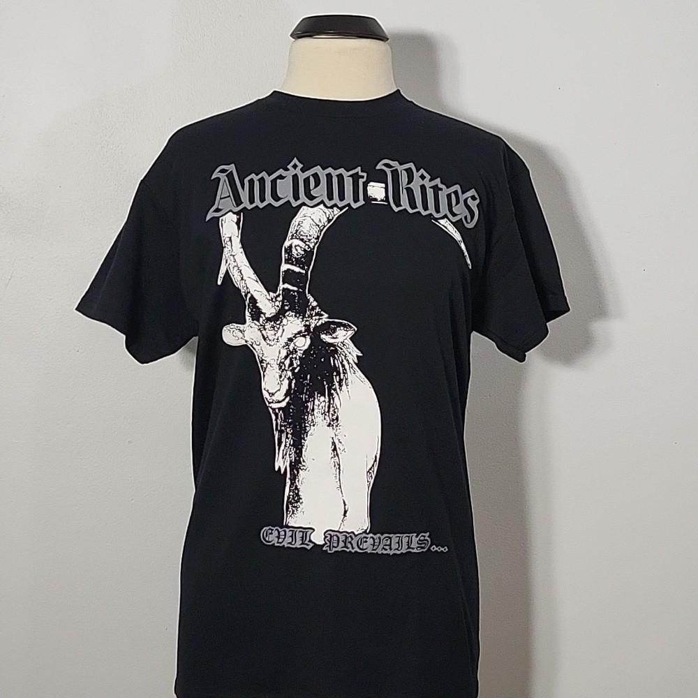 

ANCIENT RITES Evil Prevails M MEDIUM T-Shirt Black Mens Band Logo Unisex T-Shirt L