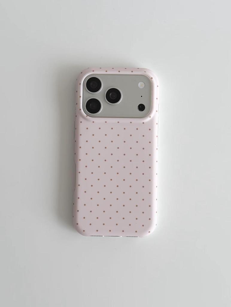 Girly Heart Frosted Polka Dot Case, Compatible with iPhone 14 Pro Max, 15, 16.