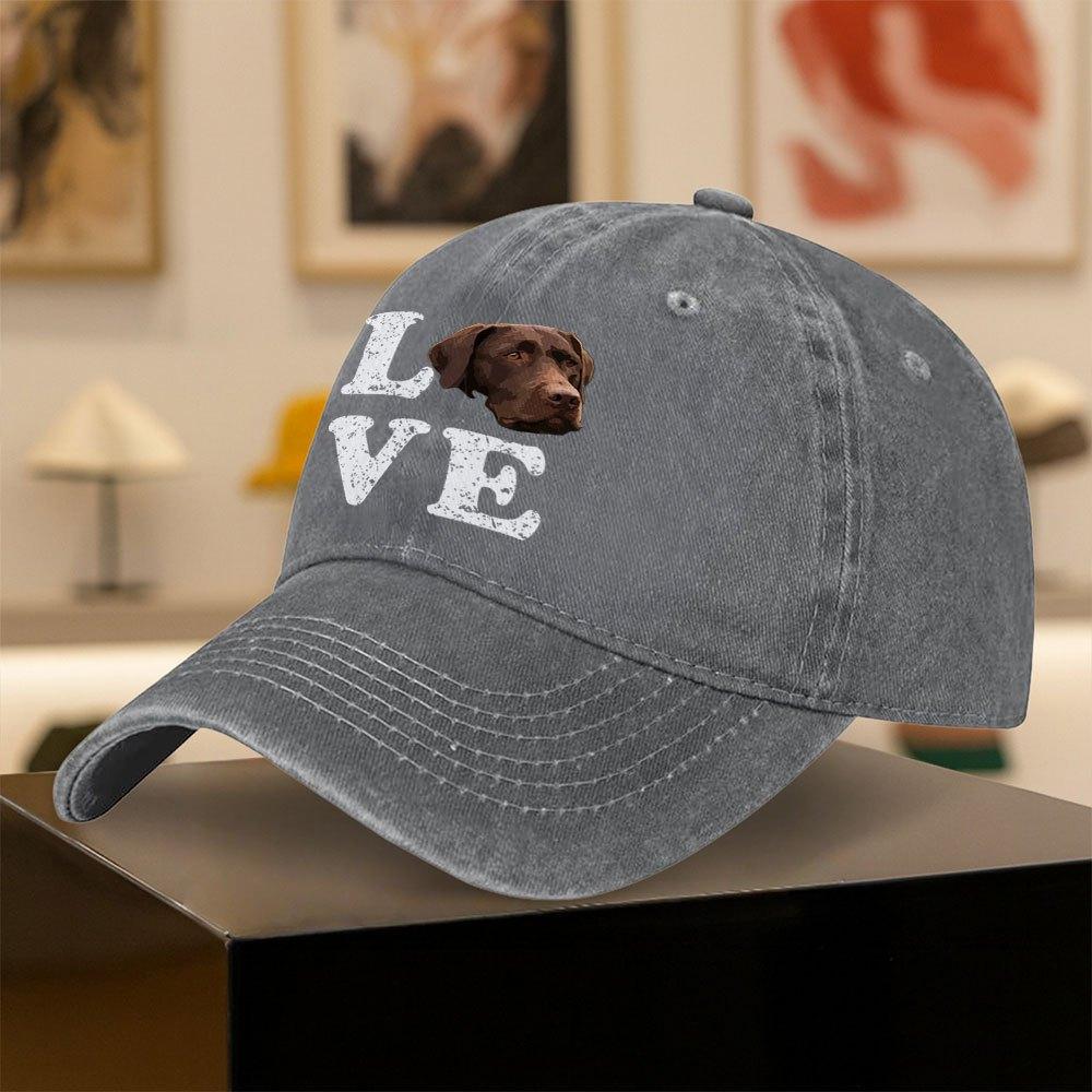 Vintage Washed Baseball Cap with Chocolate Labrador Print  Unisex Outdoor Sports  Daily Wear