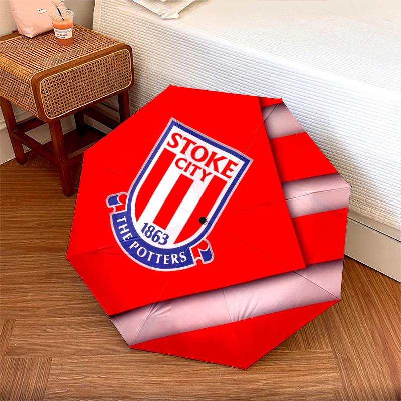 Wzór Stoke City FC, automatyczny składany parasol, przenośna i składana konstrukcja, 8 żeber, prezent na Boże Narodzenie lub urodziny.