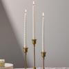 Gold Spiral Candlestick for Romantic Candlelight Dinner - Long, Smokeless, White Candle