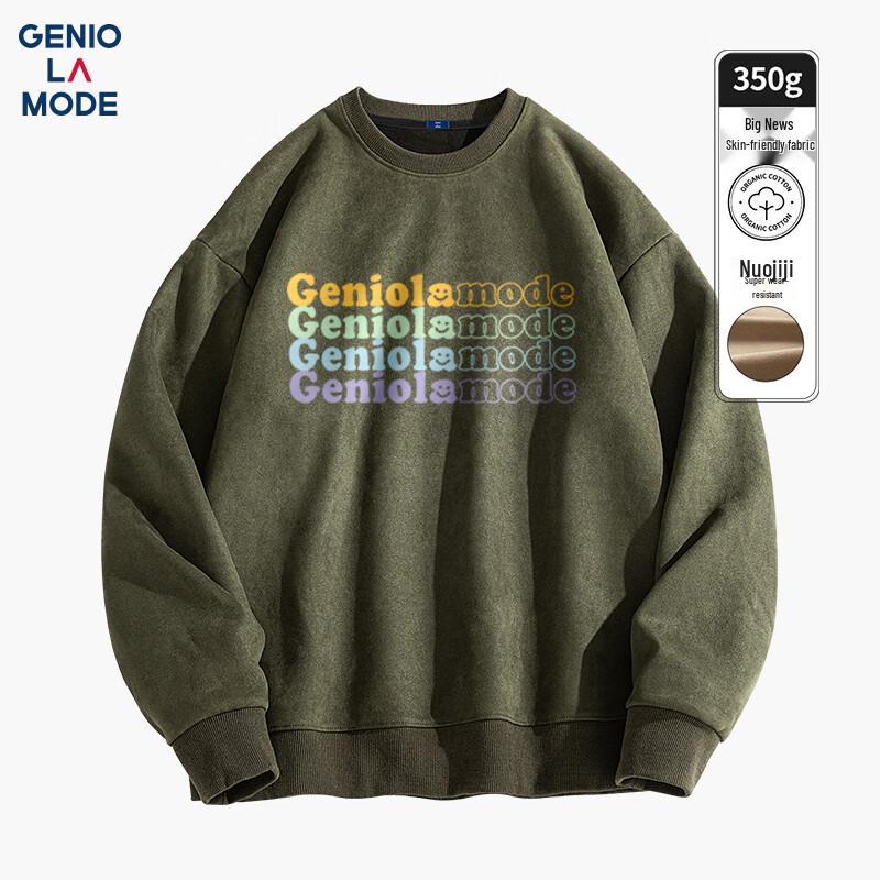 GENIOLAMODE Men s Suede-Feel Pullover Sweatshirt M