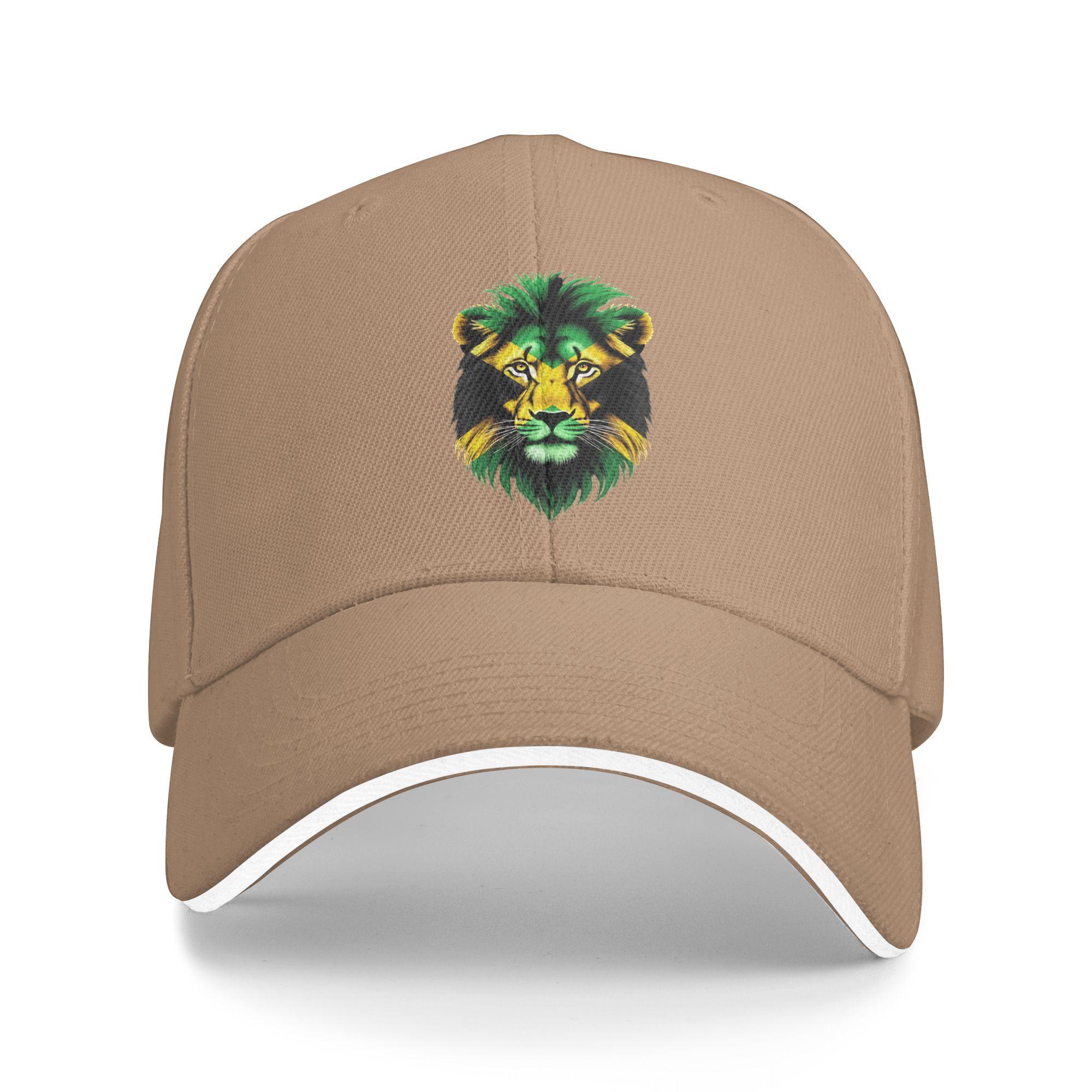 Jamaica Flag Lion Face Casual Baseball Cap Spring Jamaica Lovers Trucker Hat Outdoor Gym Snapback Cap Unisex-Teens Baseball Caps One Size хаки