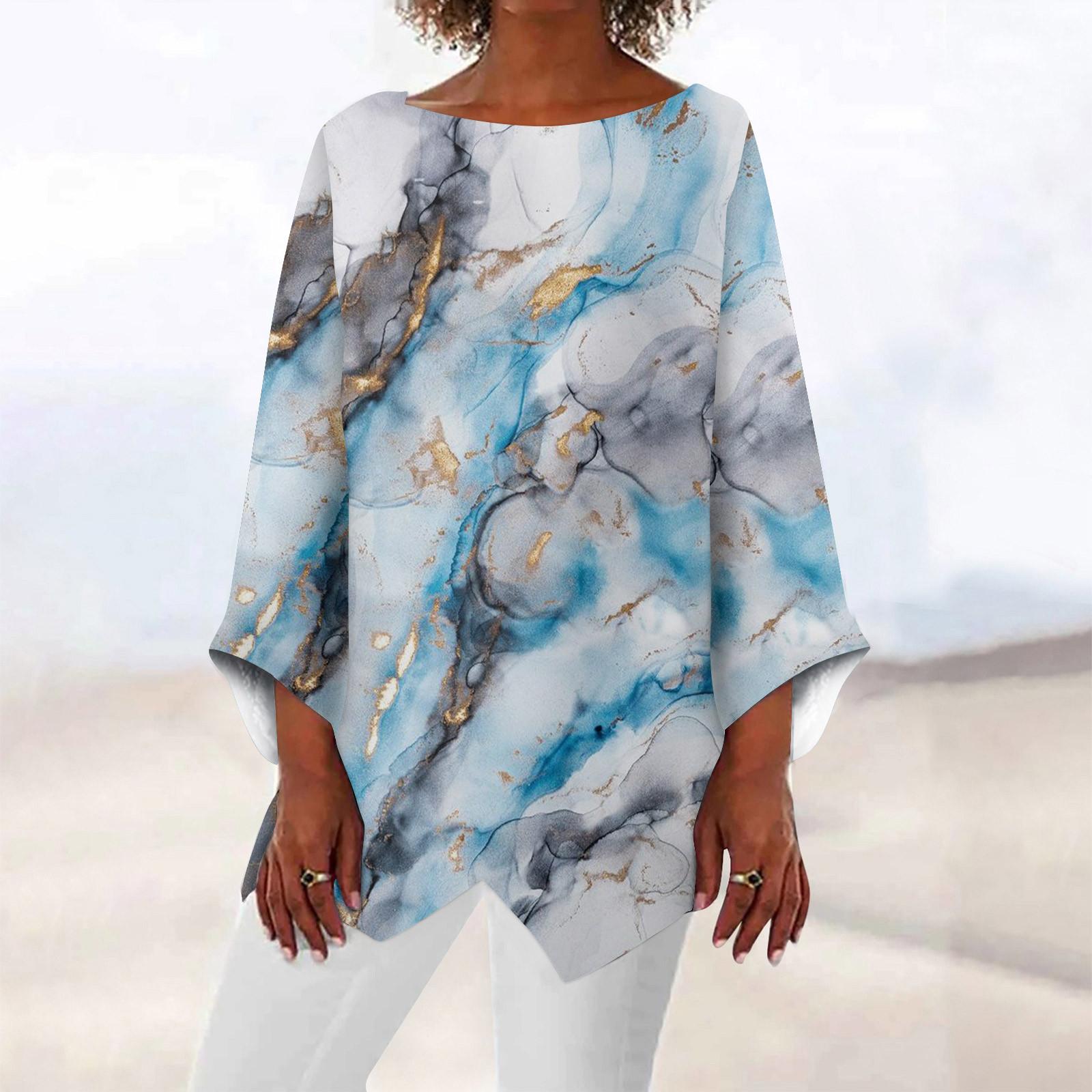 

Жен. Рубашка Блуза Графика Бабочка Асимметричный принт Длинный рукав На каждый день Повседневные Классический Круглый вырез Футболка Верх XXXXXL