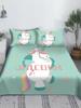 Multi colored unicorn bed sheet 3D printed cartoon polyester bed sheet with pillowcase, children's bedding gift set in full size