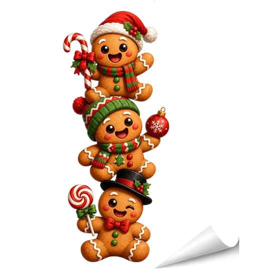 Holiday Window Clings 3D Christmas Wall Stickers, Self?Adhesive PVC Decals, Reindeer Santa Store Gingerbread Snowman Xmas Decor for Bedroom