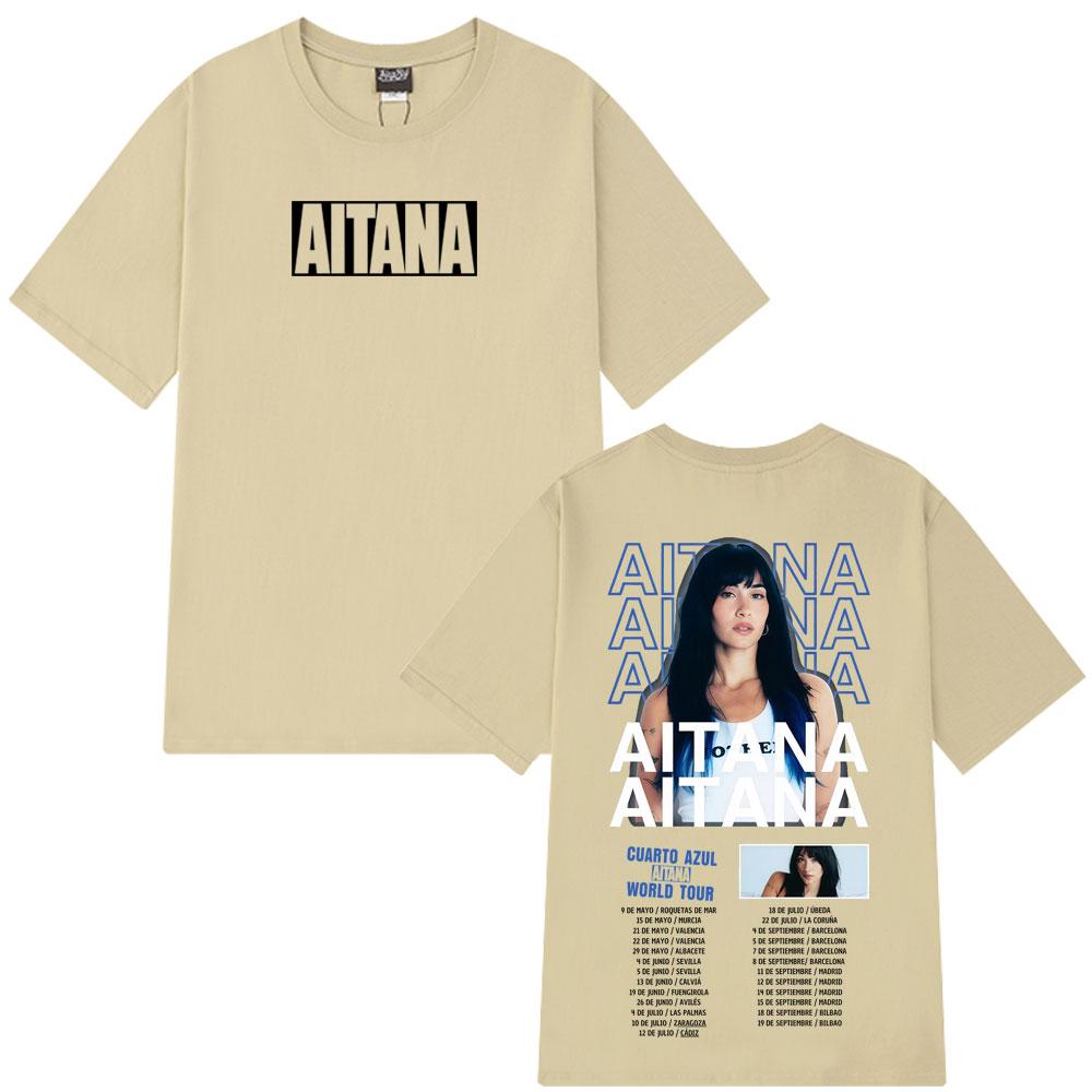 Singer Aitana Cuarto Azul Album 2026 Tour T Shirt Men Women Aesthetic Trend T-shirt Short-sleeved Loose Casual Cotton T-shirts