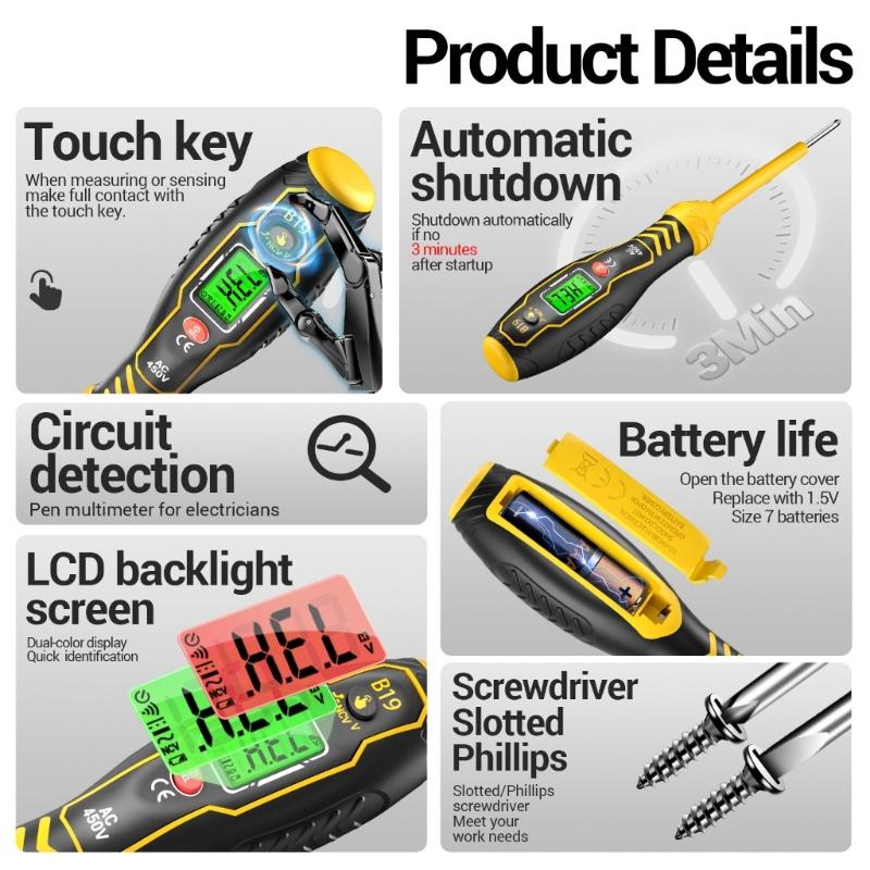 Industrial Tester Pen Buzzer Alarm Test 30-1000V Detector Meter Voltmeter Diagnostic Breakpoint Finders Tool Testing