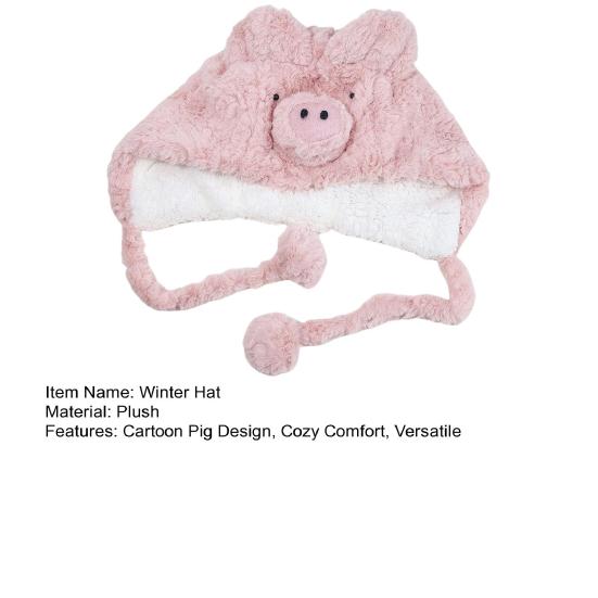 Winter Hat Cartoon Pig Shape Soft Plush Thermal Insulation Hat Autumn Winter Thickened Warm Ear Protection Hat Headwear