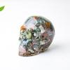 Crystal Resin Skull Decor With Natural Stones For Office And Home Tabletop Display
