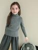 Girls' High Neck Knit Sweater - Stylish Long Sleeve Pullover for Medium & Large Children, Perfect Autumn & Winter Base Layer.