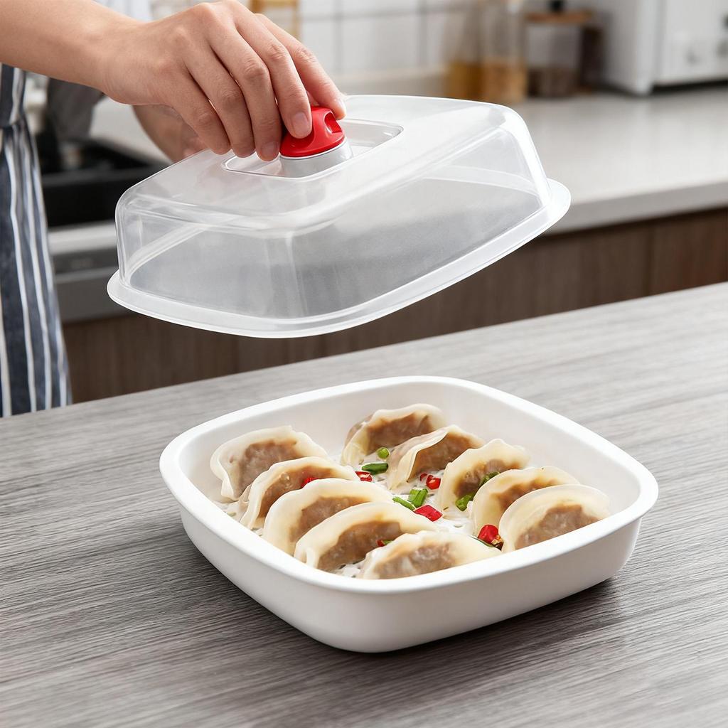 Microwave Steamer Food Grade Kitchen Steaming Heating Cooking Basket Microwave Heating Steamer with Lid for Veggies Buns Rice