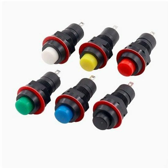 Round Red/Green Button Switch with Locking, Non-Locking & Self-Reset, 10mm Hole (DS-211/213)