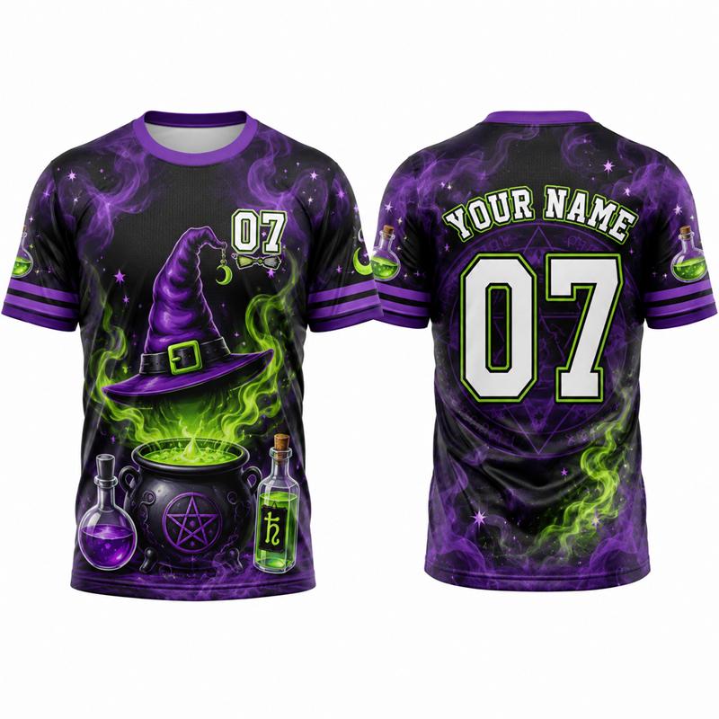 Individuelles Halloween-Trikot Personalisierter Name Nummer 3D-Druck Kürbis Totenkopf Kurzarm Sport-T-Shirt Unisex Party-Team-Uniform