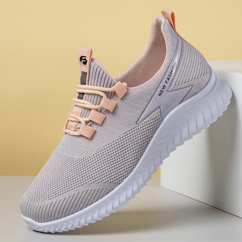

Осенние новые кроссовки из сетки с плоской подошвой и плетением-мухой, женские повседневные легкие кроссовки на мягкой подошве для бега 41