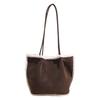 Commuter temperament Large capacity lamb wool retro vegetable basket New autumn and winter splicing plush shoulder underarm women's bag