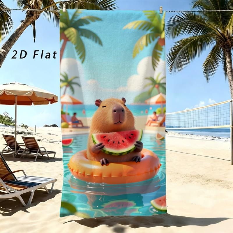 Cartoon Palm Tree Small Island Ocean Wave Beach Towel Lightweight Quick Dry Microfiber Towel For Beach Pool Bath Travel Daily 50x100cm