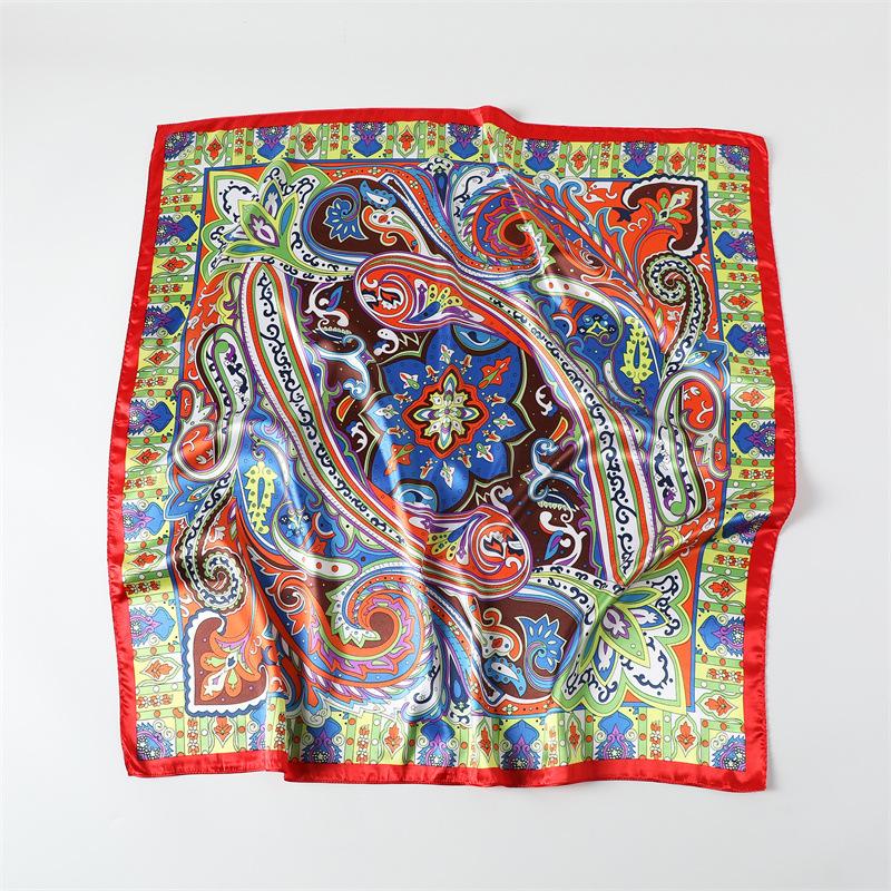 Elegant celebrity style leaf pattern printing large square scarf sunscreen silk scarf travel shawl versatile generous scarf 91cm