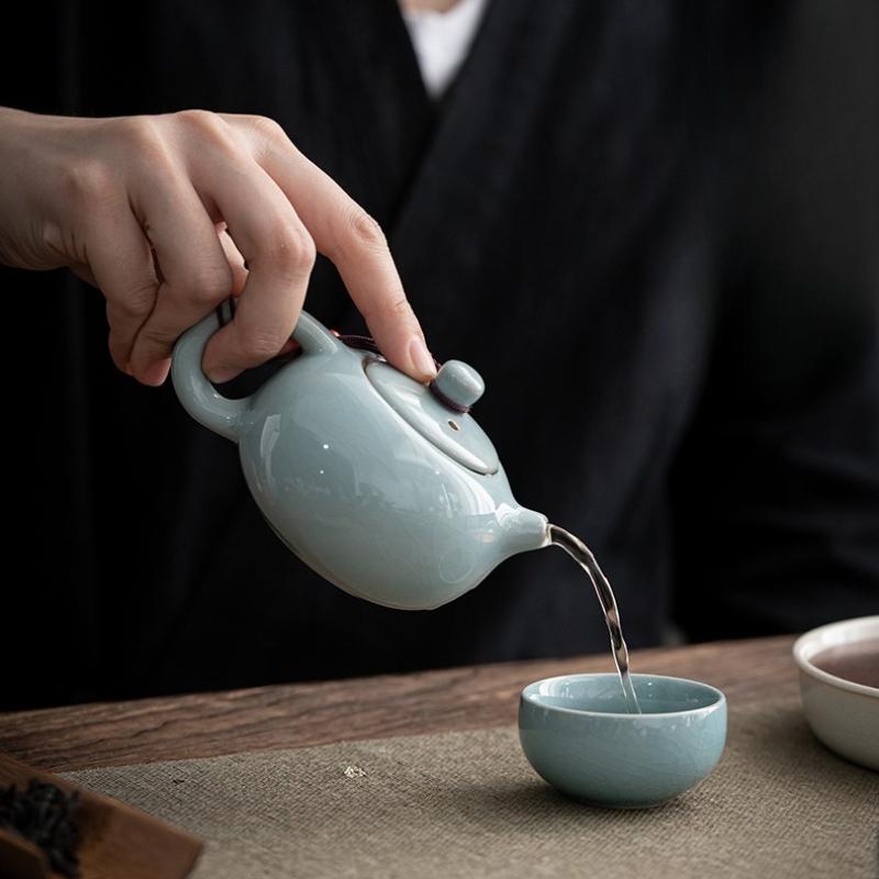 Teiera in ceramica Ge Yao tazza da tè manuale teiera cinese incrinata può sollevare teiere Xishi teiera Kung Fu domestica