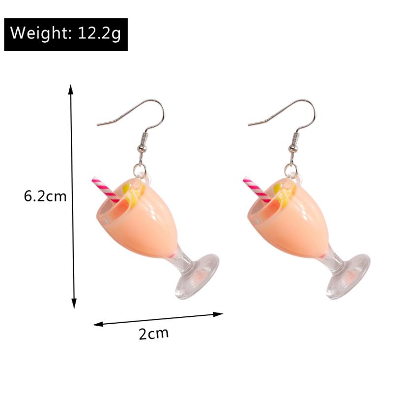 Fashion Resin 3D Drink Cup Drop Earrings for Women Girl Beer Milk Tea Ice Cream Dangle Earrings Jewelry Gift