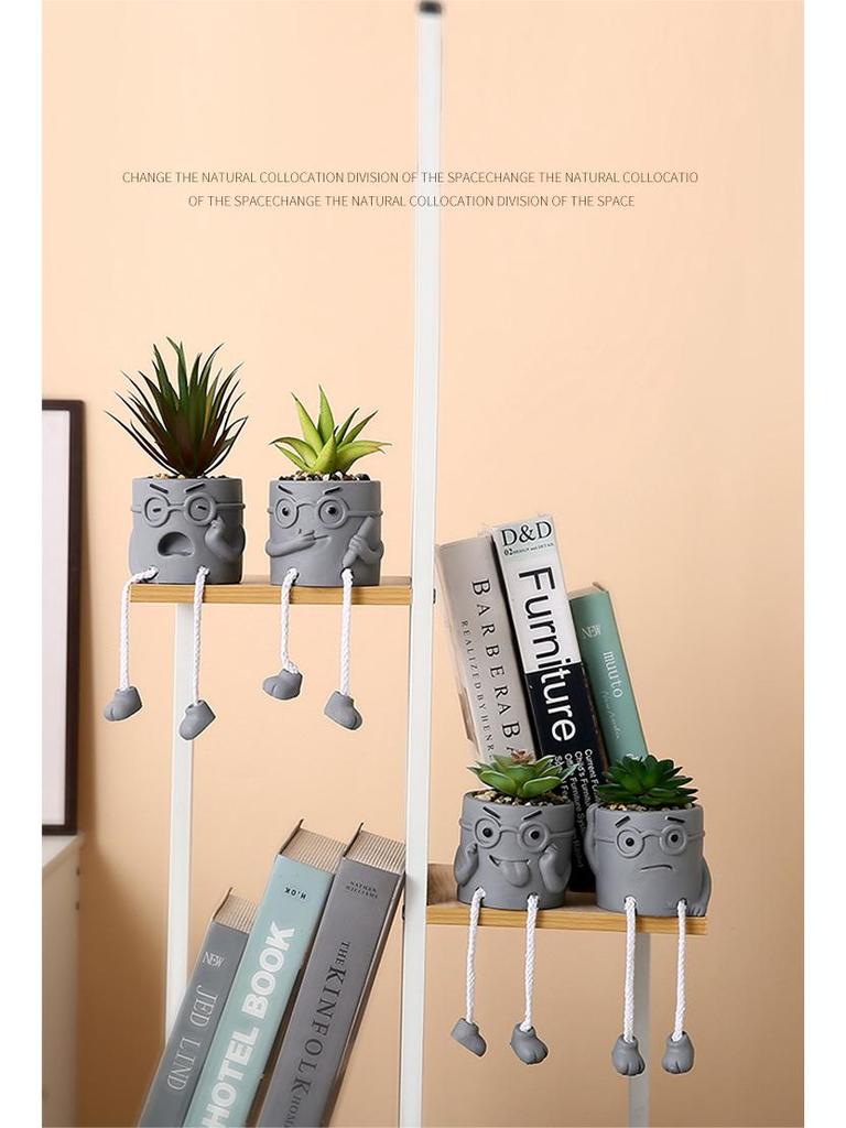 Green Plant Hanging Foot Doll Ornament: Cute Cement Candle Holder for Home Decor