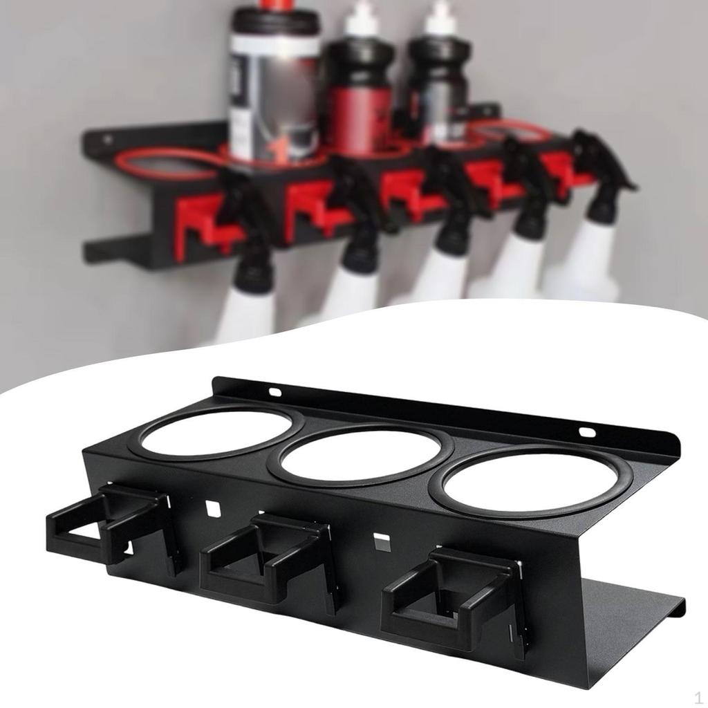 Spray Bottle Holder Car Wash Tool Organizer Bracket Cleaning Supply Hanger with Hooks for Garage