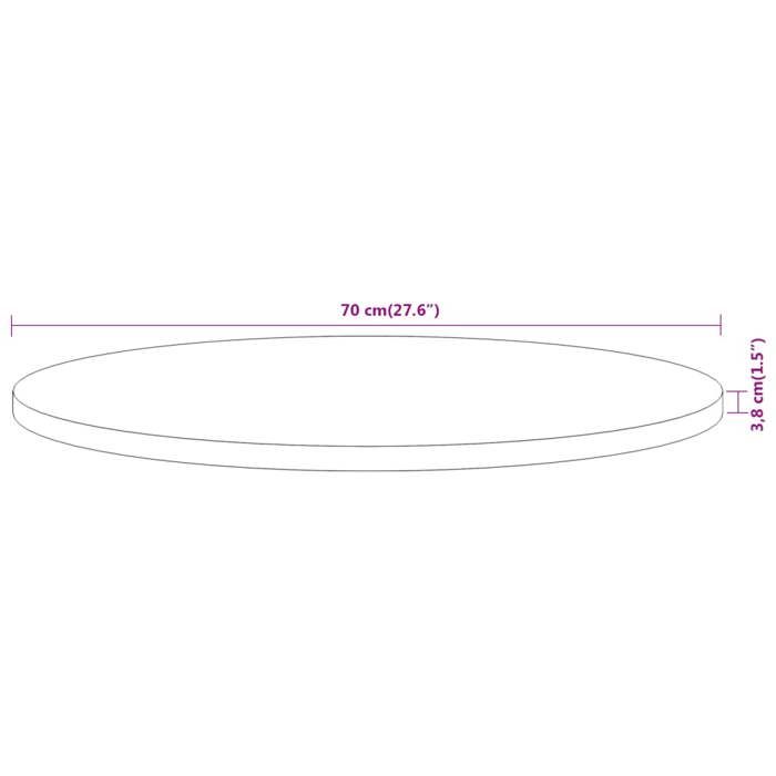 VidaXL Dessus de table Ø70x3,8 cm rond bois massif d'acacia 370053