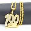 Men Hip Hop Twist Chain Rhinestone Number 100 Pendant Necklace Street Jewelry
