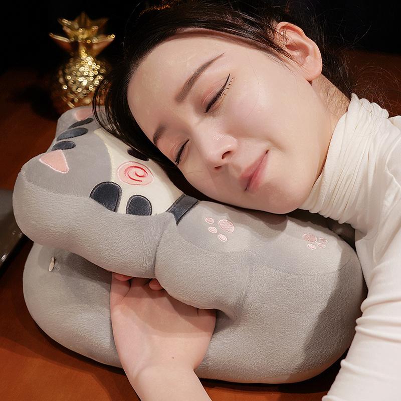 Plush Cute And Charming Dog Pig Sleeping Pillow Cartoon Cat Bear Cushion designed for Office Chair Waist Backrest Cushion Sofa Home Decor Kid Gifts